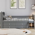 thumbnail image 2 of Mirightone Twin Size Low Loft Bed with Storage 4 Drawers, Wooden Loft Bed with Guardrail Headboard and Ladder, Twin Platform Bed, No Box Spring Needed.（Gray）, 2 of 8