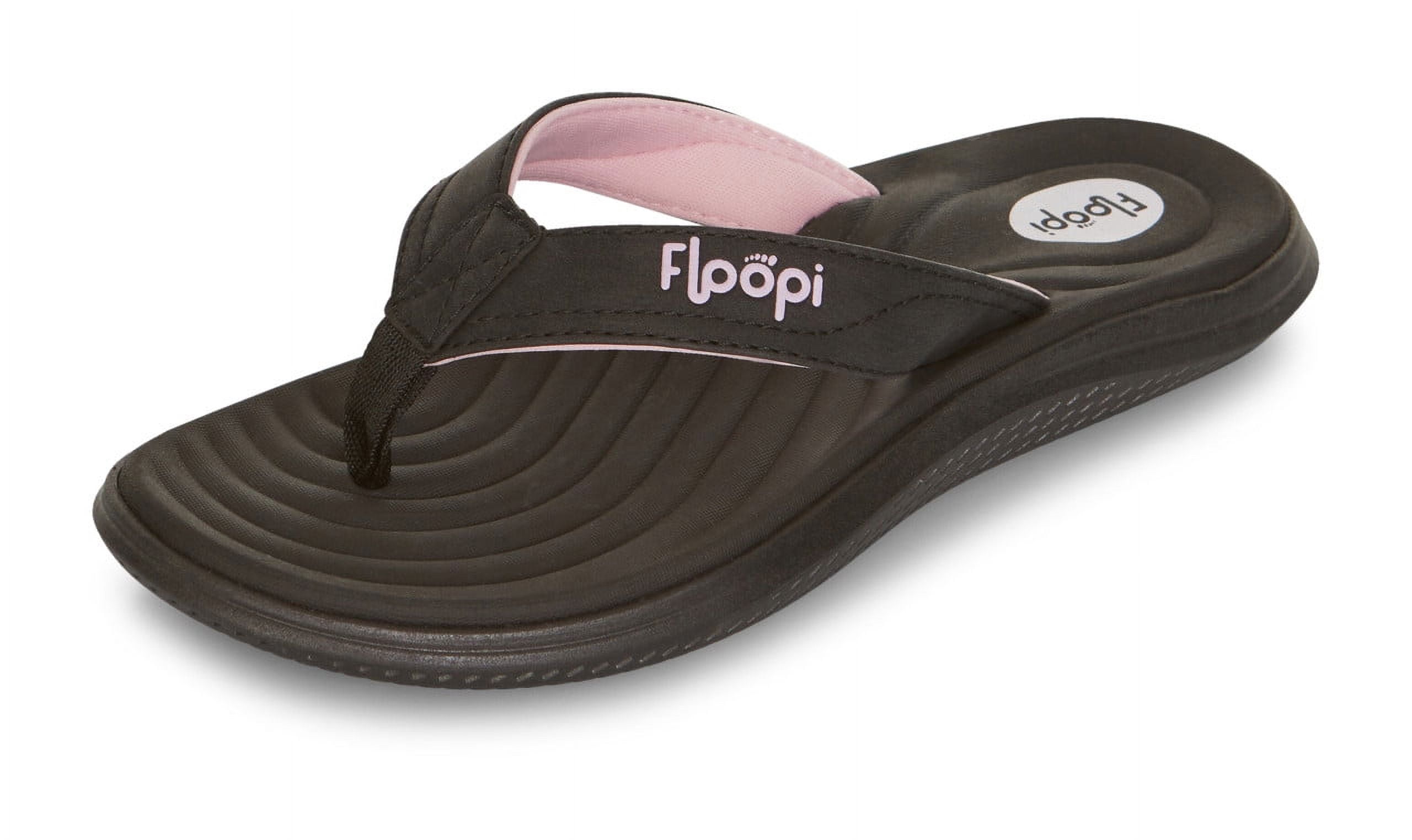 Flip Flops for Women Durable Memory Foam Textured Insole Sandals Ladies Beach Sandals with Indoor & Outdoor Anti Skid Soles, Color Black, Size 9