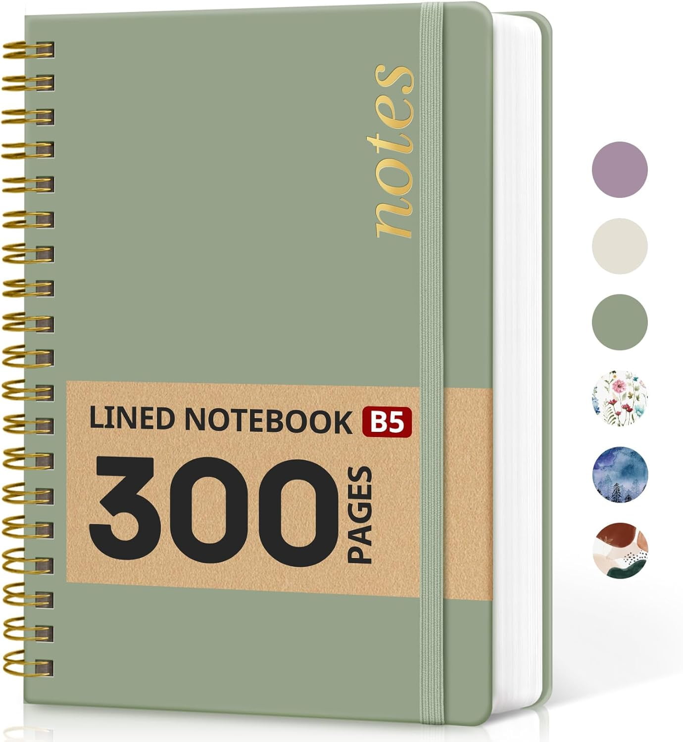 AP Lined Spiral Notebook Journal for Work,300 Pages Thick B5 (7.1"x10") College Ruled Journal for Women & Writing, Hardcover Notebook for Note Taking,Perfect for Office Home School,Spring Meadow