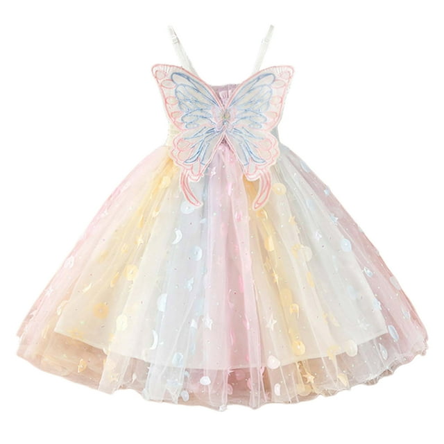 Robes pour Filles Sans Manches Bretelles Danse Fête Princesse Vêtements Décontractés Robe pour Filles Violet 7-8 Ans