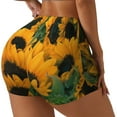 thumbnail image 2 of Wukai Sunflowers 7 Print Pack Biker Shorts for Women Yoga Workout Gym Running Scrunch Active Shorts-, 2 of 8