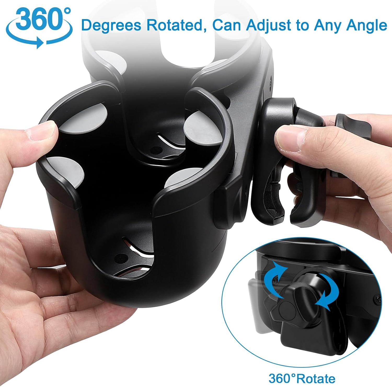 Stroller Cup Holder, Bike Cup Holder, Universal Cup Holder for Uppababy Nuna Doona Strollers, 2-in-1 Cup Phone Holder for Walker Wheelchair Scooter Accessory