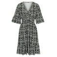 thumbnail image 5 of Drses Summer Dresses for Women 2024 Casual V Neck Floral Bohemian Wrap 3/4 Sleeve Midi Dress, 5 of 7