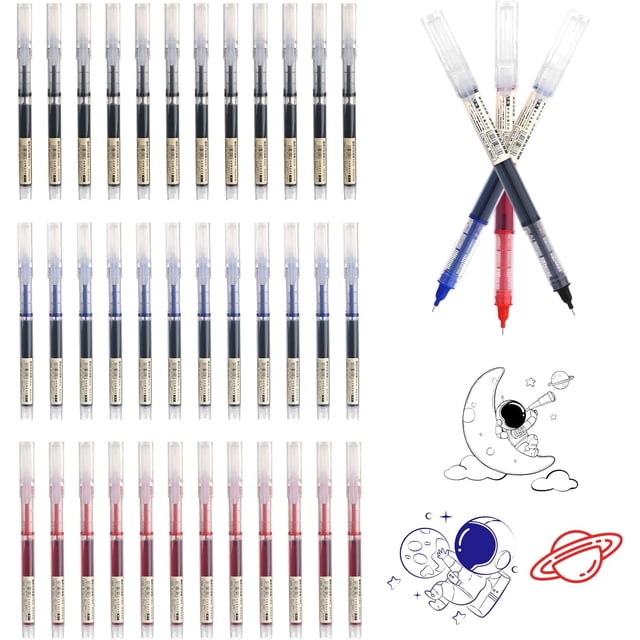 36PCS Bolígrafo de Gel 0.5mm, Bolígrafos de Gel de Punto Fino, Plumas Punto Fino, Marcr Que Escribe Suavemente y No Rompe la Tinta, para Escribir, Estudiantes, Oficina(Negro+Rojo+Azul)