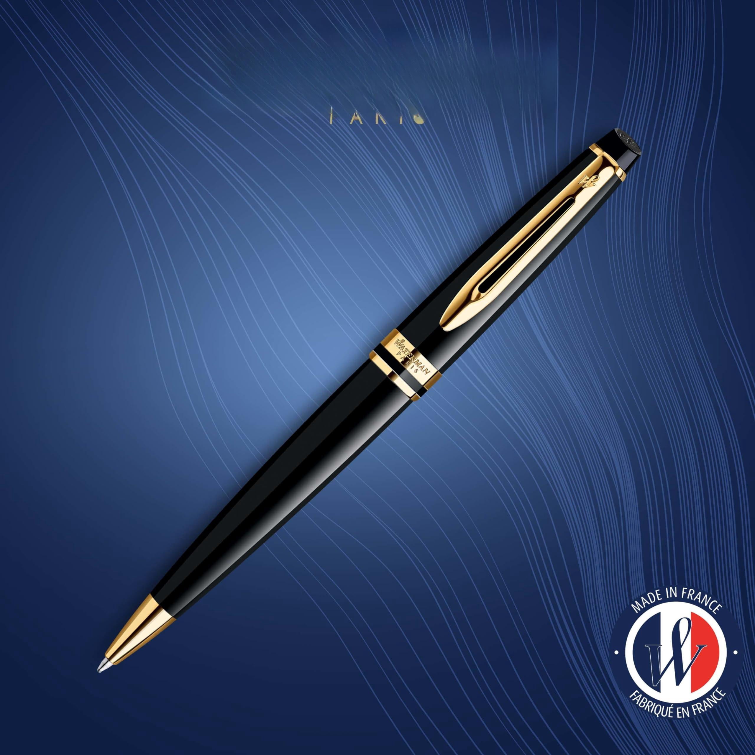 Expert Ballpoint Pen  Black With Golden Trim Medium Tip Blue Ink Gift Box