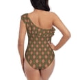thumbnail image 5 of Haiem Green and Pink Squares Women's One Piece Swimsuits Tummy Control One Shoulder Bathing Suits Ruffle Swimwear-Large, 5 of 8