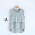 thumbnail image 4 of SDNall Blouse Femme Unie Décontractée Mode Col Rond Régulière Sans Manches Vêtements de Nuit Hauts, 4 of 9