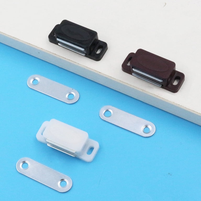 Magnetic Cabinet Door Catch Latch – ABS Plastic & Iron Magnet Holder For Cupboards, Wardrobes, And Kitchen Cabinets (Brown, Single Pack)