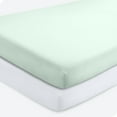 thumbnail image 1 of Bare Home Sábanas Ajustables Paquete de 2, Colección Prémium 1800, Ultra Suaves, para Cuna, Menta Primaveral/blanco, 1 of 7