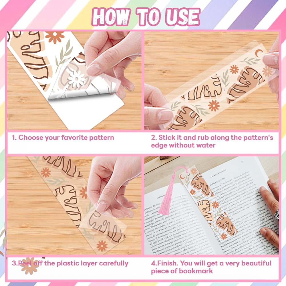 121pcs Books and Flower UV DTF Bookmark Making Kit Acrylic Carft