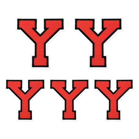 Iron on Letter  4.4"/3.1" Alphabet Y Patches for Repairing Clothing DIY (Red, Pack of 5)
