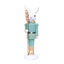 Moocorvic Easter Bunny Nutcracker Figure Festive Collectible Gift Ornament Decoration for Easter Home Decor 7''