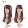 thumbnail image 2 of SEGO Long Curly Synthetic Hair Wig with Bangs Short Fluffy Wigs Full Head Heat Resistance Hair Wig for Women, 2 of 5
