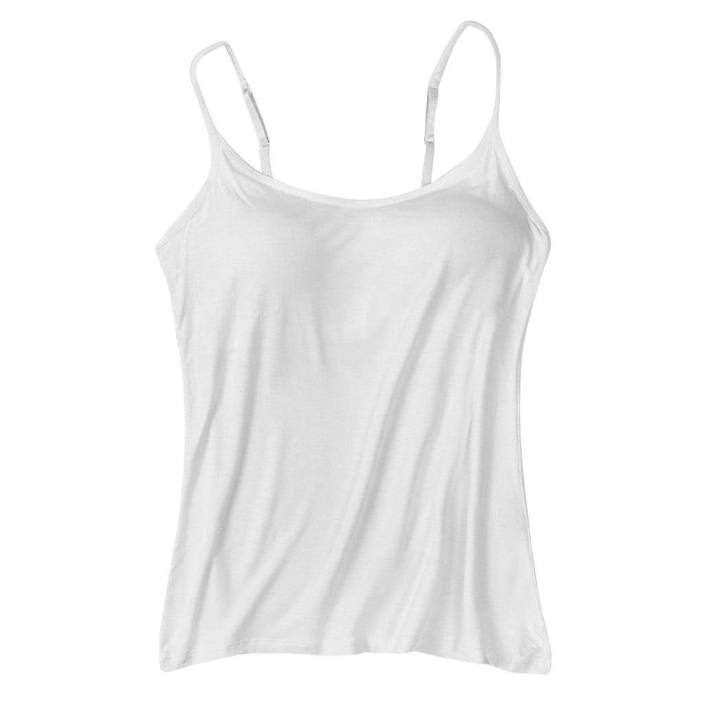 shpwfbe underwear women camisole tops with built in bra neck vest padded  slim fit tank tops