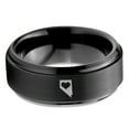 thumbnail image 2 of Tungsten Nevada The Silver State Heart Band Ring 8mm Men Women Comfort Fit Black Step Bevel Edge Brushed Polished, 2 of 4