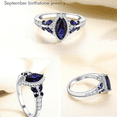 thumbnail image 2 of Marquise Cut Blue Sapphire & Diamond Butterfly Halo Ring in 925 Sterling Silver - September Birthstone - Handmade jewerly, 2 of 5