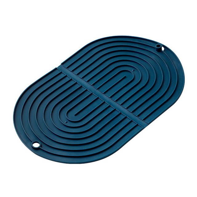 Cateissary Almohadilla de drenaje Platos Secado Escurridor Estera Plegable Resistente al calor Cojín resistente al desgaste Accesorio de vajilla Organizadores de utensilios de cocina Azul