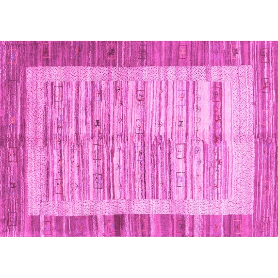 Ahgly Company Indoor Rectangle Abstract Pink Contemporary Area Rugs, 7' x 9'