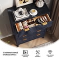 thumbnail image 4 of KeyWhat Fluted 5 Drawer Tall Dresser, Modern Engineered Wood Chest of Drawers, Freestanding Storage Cabinet for Bedroom Living Room Hallway, Dark Grey, 4 of 7
