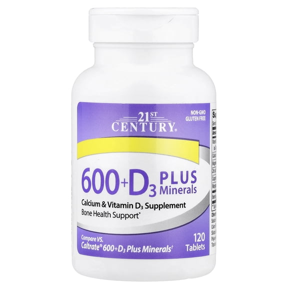 21st Century Calcium 600 Plus D Plus Minerals Caplets, 120 Count