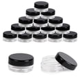 thumbnail image 1 of Juego de 60 frascos de plástico pequeños con tapas y etiquetas negras, capacidad de 3 ml, 1 of 3