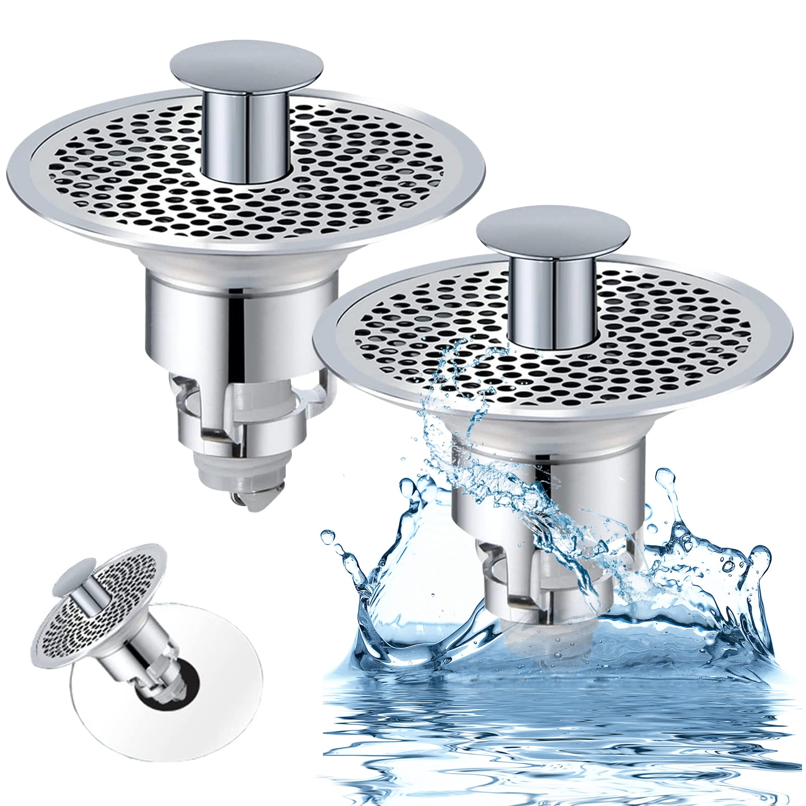 HUKOER 2 PCS Bathroom Sink Stopper Anti Clog Pop Up Drain Stopper