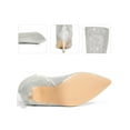 thumbnail image 2 of BLISSFUL STEP Women's Boots Pointed Toe Glitter Stiletto Heel Knee High Boots  Silver 6, 2 of 6