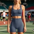 thumbnail image 6 of Maqroz Workout Sets for Women Two Piece Seamless Activewear Ribbed Scoop Neck Sleeveless Crop Tank Tops High Waisted Biker Shorts Gym Yoga Athletic Matching Outfits, 6 of 9