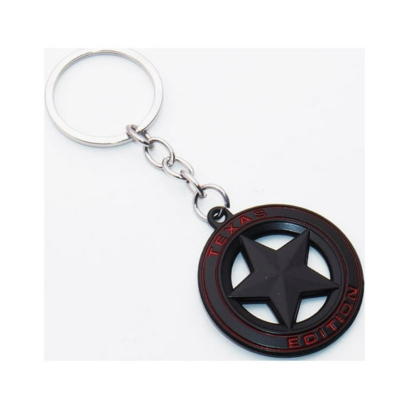 Universal Texas Edition Alloy Car Keychain Ring Decoration Gift Emblem Sport SUV (Black Red)