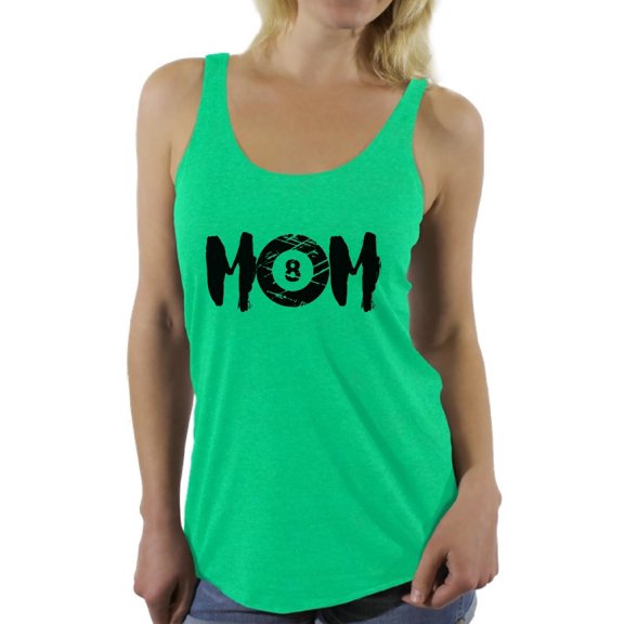 Awkward Styles Women's M-O-M Billards Sport Mom Mothering Graphic Racerback Tank Tops Black Billard Ball