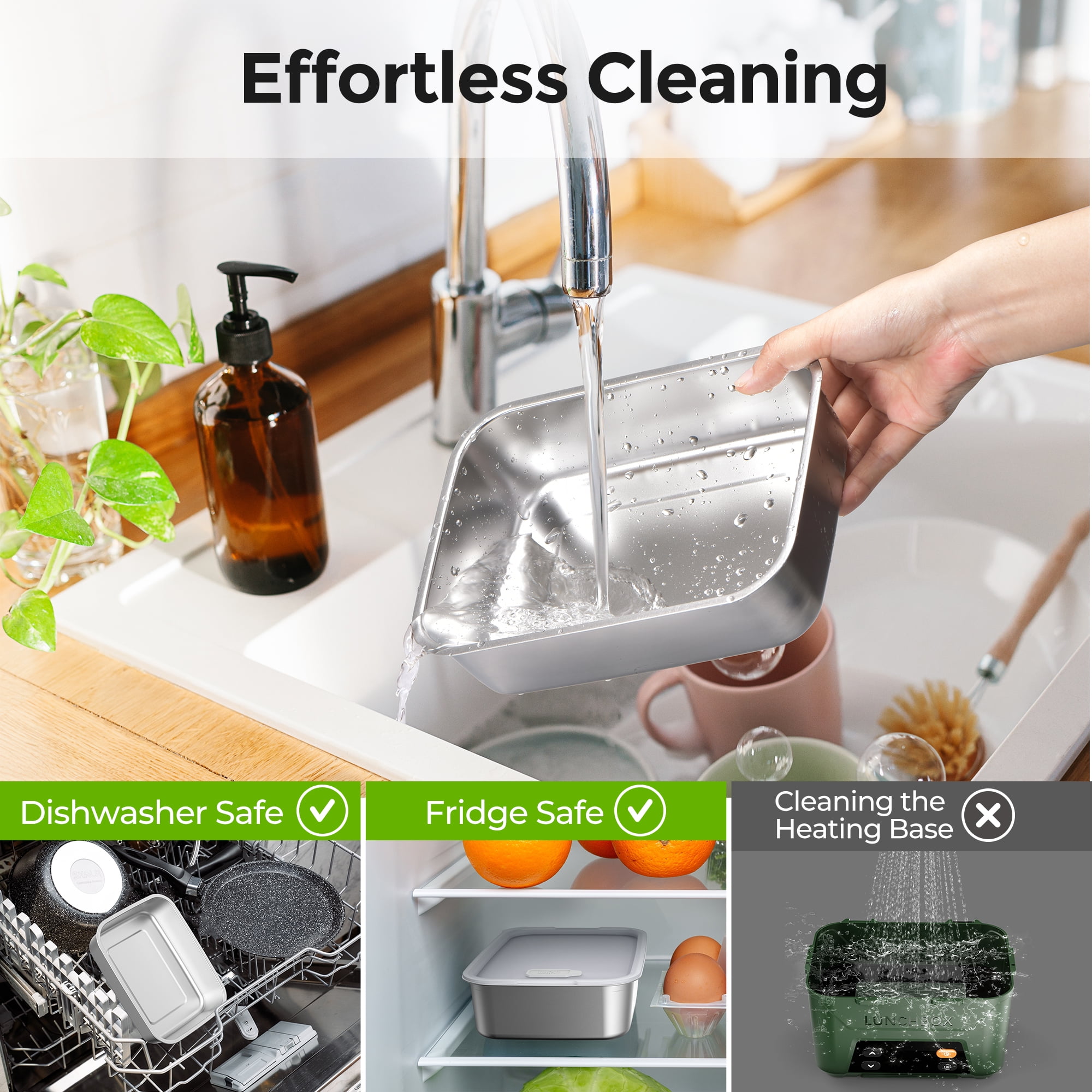 Cordless Electric Lunch Box for Adults, 5.5 Cups Self Heating Lunch Box Battery Powered, with Automatic Scheduled Heating, Removable Tray Divider, for Work Car Outdoor Use, Green