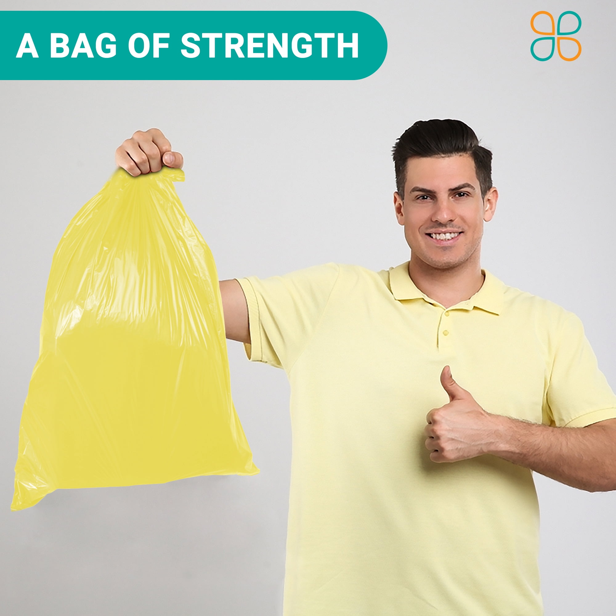 PlasticMill 33 Gallon, Yellow, 1.5 MIL, 33x39, 100 Bags/Case, Garbage Bags / Trash Can Liners.