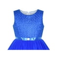 thumbnail image 6 of Flower Girls Dress Cobalt Blue Belted Wedding Party Bridesmaid 12 Years, 6 of 9