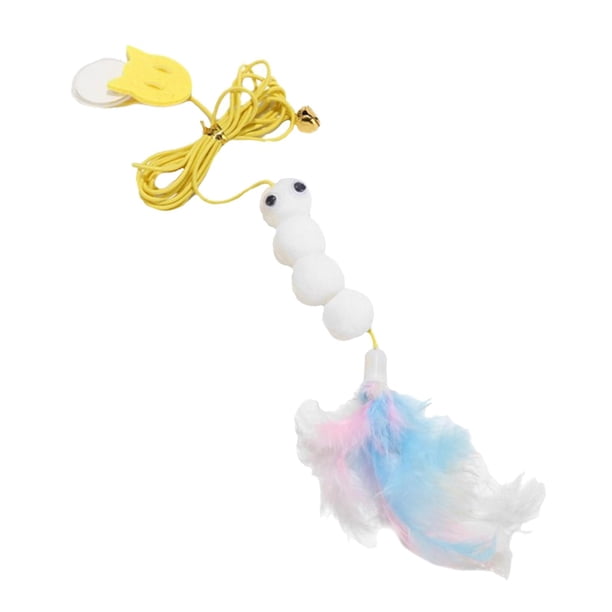 Juguete interactivo retráctil colgante con plumas para gatos de interior Gusano de plumas