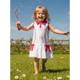 thumbnail image 5 of BemeyourBBs Toddler Baby Girls Baseball Dress Outfits Sleeveless Turn Down Collar Button Up Dots Print Bow Party Dress Little Girls Summer Dress, 5 of 9