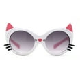 thumbnail image 2 of Girls Kids Size Kitty Cat Ear Whisker Round Plastic Sunglasses White Pink Smoke, 2 of 4