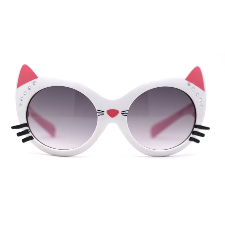 Cute Little Girls Kitty Cat Ear Whisker Round Sunglasses  display picture 1