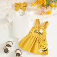 thumbnail image 4 of enyan Baby Girl Clothes Summer Outfits Cute Print Infant Romper Suspender Skirt with Headband 3pc Set 0-18 Months(Yellow,0-3 Months), 4 of 6