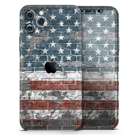 Vintage USA Flag - DesignSkinz Protective Vinyl Decal Wrap Skin Cover compatible with the Apple iPhone XS (Full-Body, Screen Trim & Back Glass Skin)