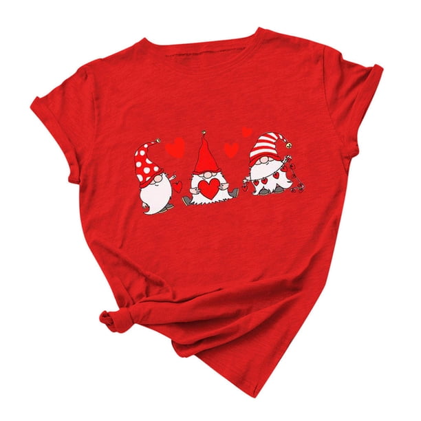 Gibobby Camisetas Mujer Manga Corta Camiseta con estampado día Tops Blusa corta manga corta para mujer San Valentín Blusa para mujer(Rojo,M)