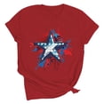 thumbnail image 2 of Goodtrade8 Summer T Shirts for Women American Flag July 4th Pullover Red White and Blue Graphic , Red White and Blue Crew Neck Short Sleeve Independence Day Juniors Tops Casual, 2 of 6
