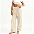 thumbnail image 4 of LIaqionyy Women Pants Elastic Waist Casual Wide Leg Lightweight Sweatpants Trousers Fashion Outfits with Pockets, 4 of 8