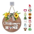 thumbnail image 2 of Interchangeable Round Wooden Sign with 13 Seasonal Pieces Flower Bowknot Plaque, 2 of 19