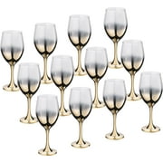 Vikko 11.5 Oz Wine Glasses Decorative Silver Ombre 6-Pc Glassware Set for Red & White Wine