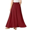 thumbnail image 4 of Busydd Women Maxi Skirt Solid Color Long Skirts for Women Elastic Waist Drawstring Casual Skirts with Pocket 2XL, 4 of 5