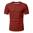 thumbnail image 4 of NinXxx Men's Solid Short Sleeve Crewneck Everyday Basic Comfort Top Red S, 4 of 4
