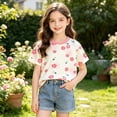 thumbnail image 4 of Asxite Toddler Girls Tshirt Floral Print Short Sleeve Crew Neck Casual Breathable Summer Tops 1-12Y, 4 of 6