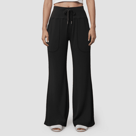 Fulorrnie Pants for Women High Waist Athleisure Trousers Activewear Athletic Casual Relaxed Fit Leisure Stretchable Pant, Black, S
