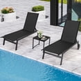 thumbnail image 1 of Yoleny Chaise Longue de Patio avec Roues, Ensemble de 2 Chaises Longues d'Extérieur avec Dossier Réglable, Chaises Longues de Piscine en Textilène Imperméable avec Table d'Appoint pour Patio, Bord de Piscine, Terrasse, Noir, 1 of 7