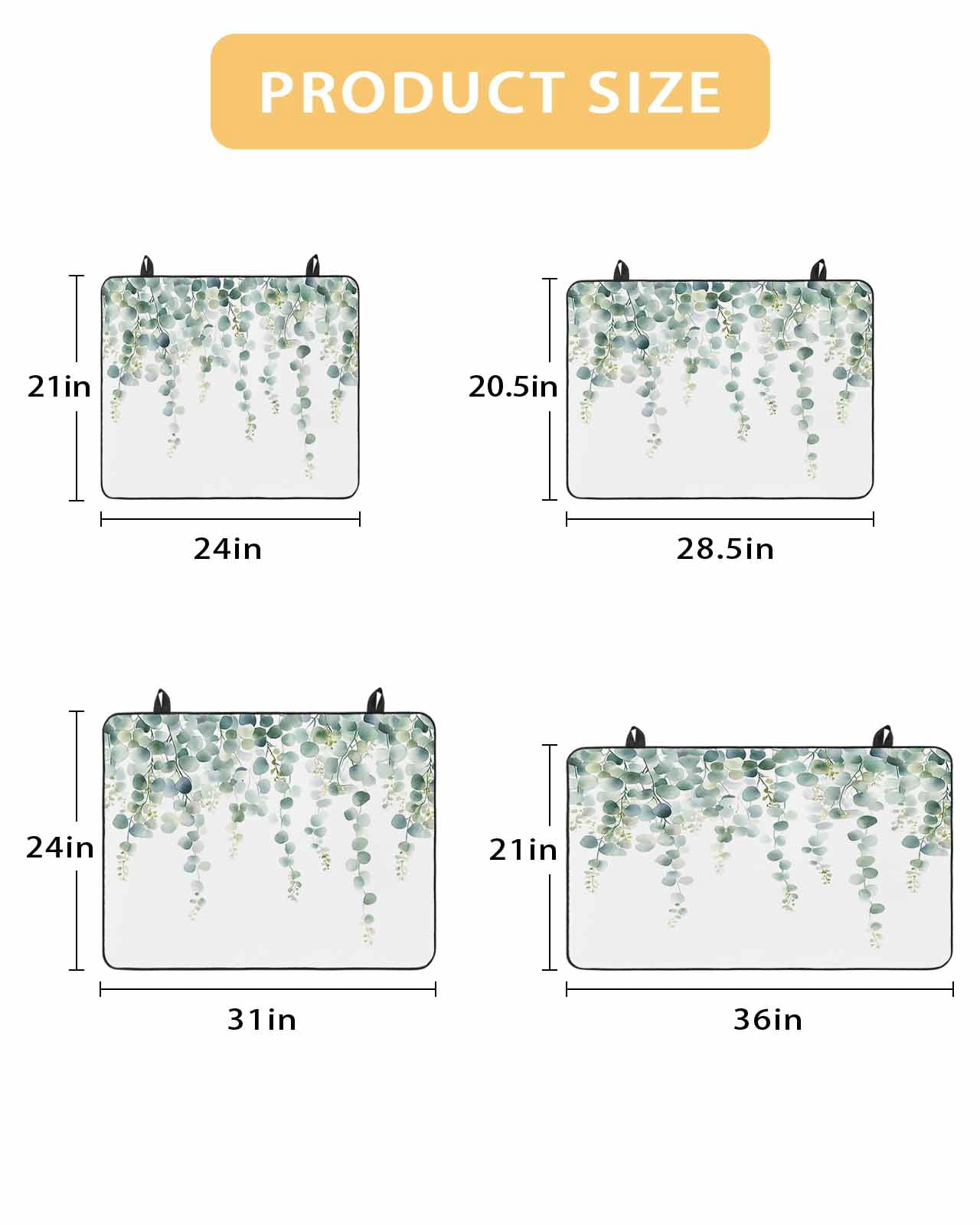 nqOlkjepod Large Induction Cooktop Protector Mat 36"x21", Eucalyptus Leaves Stove Top Covers for Electric Stove, Pastoral Rustic Botanical Watercolor Stove Burner Cover Mats, Glass Top Stove Cover